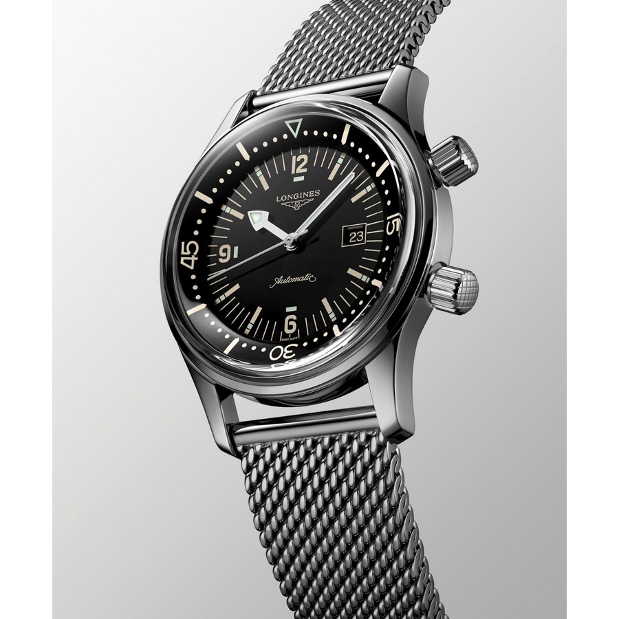 Đồng Hồ Longines Legend Diver Nam 36mm Xám Đen